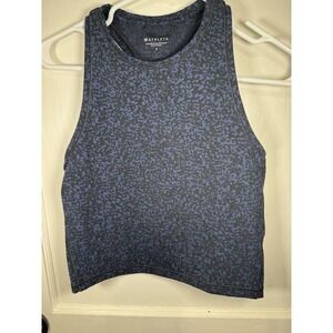 Athleta Shanti Crop Jacquard Tank Top in the color "Dress Blue"